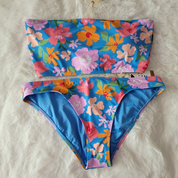 Billabong Other - 🏖BILLABONG BRAND NEW SUMMER FIELD SUNNY TUBE BIKINI TOP AND BOTTOM L